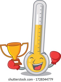An elegant boxing winner of warm thermometer mascot design style