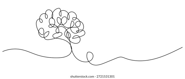 Diseño cerebral elegante con líneas fluidas sobre fondo blanco. una línea icono Ilustración vectorial.