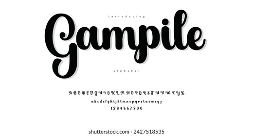 Elegant brand calligraphic script font alphabet