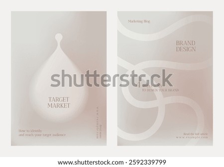 Elegant brand design template with soft beige tones. Ideal for marketing, brand design, and target market strategies. Perfect for brand design projects. Gradient beige online marketing template vector