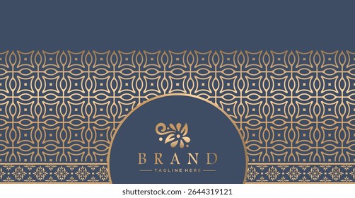 Elegant Branding Design with Gold Accents and Geometric Motif