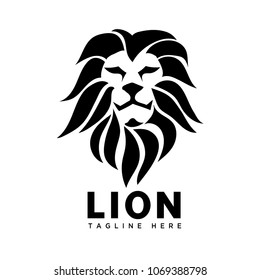 elegant brave lion profile art logo