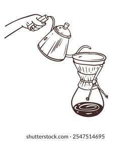 An elegant brewing method is beautifully showcasing the art of coffee being freshly poured