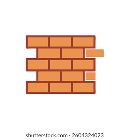 An elegant brick wall icon tailored for construction use and architectural projects.