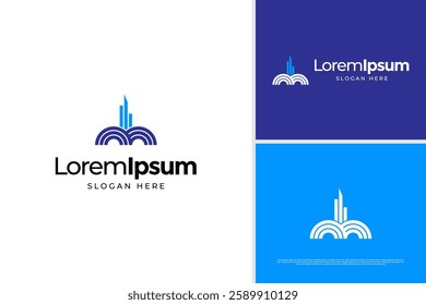 Elegant bridge construction logo vector design template