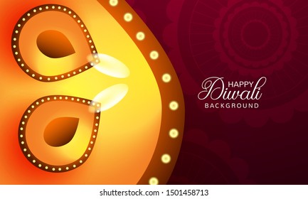 Elegant Bright diwali banner with lamps