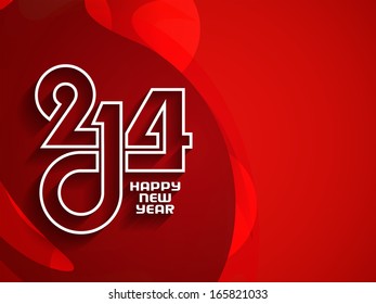 elegant bright red color background for new year 2014. vector illustration