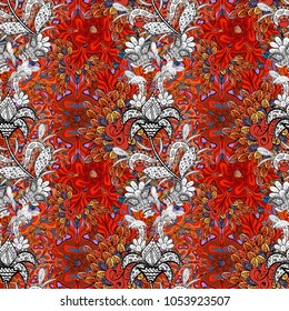 Elegant, bright and seamless red, black and orange flower pattern design. It can be used on mug prints, baby apparels, wallpaper, wrapping boxes etc.