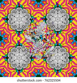 Elegant, bright and seamless yellow, magenta and white flower pattern design. It can be used on mug prints, baby apparels, wallpaper, wrapping boxes etc.