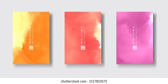 Elegant brochure template design with color ink brush elements set. Abstract decoration. Vector illustration.