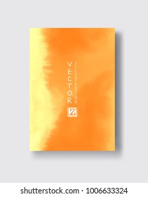 Elegant brochure template design with gold ink brush elements. Abstract decoration. Vector illustration.