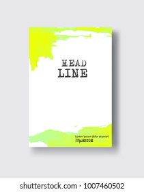 Elegant brochure template design with ink brush elements. Abstract decoration. Vector illustration.