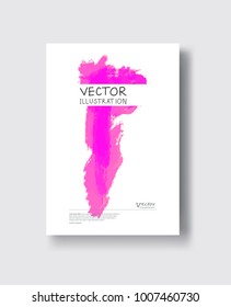 Elegant brochure template design with ink brush elements. Abstract decoration. Vector illustration.