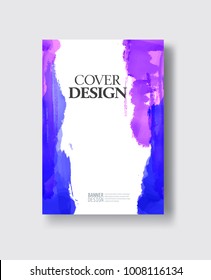 Elegant brochure template design with ink brush elements. Abstract decoration. Vector illustration.