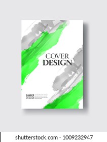 Elegant brochure template design with ink brush elements. Abstract decoration. Vector illustration.