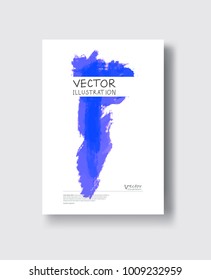 Elegant brochure template design with ink brush elements. Abstract decoration. Vector illustration.