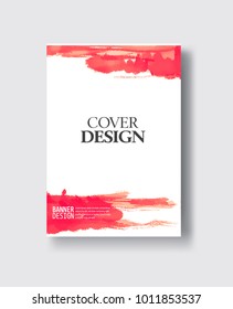 Elegant brochure template design with ink brush elements. Abstract decoration. Vector illustration.