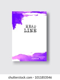 Elegant brochure template design with ink brush elements. Abstract decoration. Vector illustration.