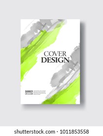 Elegant brochure template design with ink brush elements. Abstract decoration. Vector illustration.