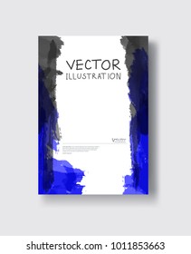 Elegant brochure template design with ink brush elements. Abstract decoration. Vector illustration.