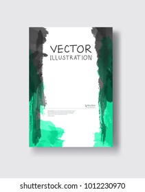 Elegant brochure template design with ink brush elements. Abstract decoration. Vector illustration.