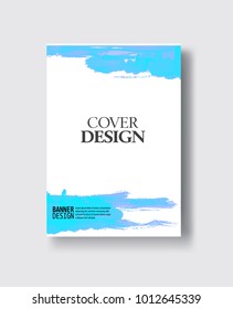 Elegant brochure template design with ink brush elements. Abstract decoration. Vector illustration.