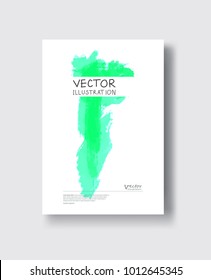 Elegant brochure template design with ink brush elements. Abstract decoration. Vector illustration.