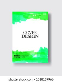 Elegant brochure template design with ink brush elements. Abstract decoration. Vector illustration.