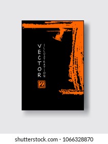Elegant brochure template design with ink brush elements. Abstract decoration. Vector illustration.