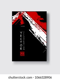 Elegant brochure template design with ink brush elements. Abstract decoration. Vector illustration.
