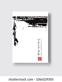 Elegant brochure template design with ink brush elements. Abstract decoration. Vector illustration.