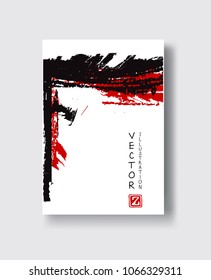 Elegant brochure template design with ink brush elements. Abstract decoration. Vector illustration.