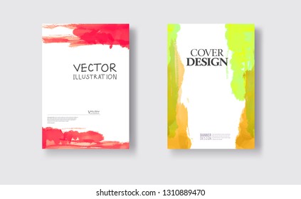 Elegant brochure template design with ink brush elements. Abstract decoration. Vector illustration.