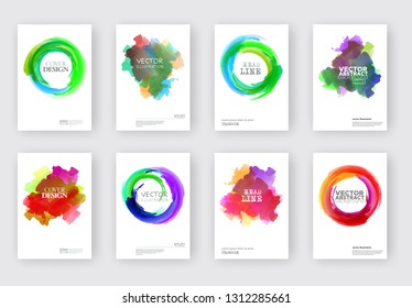 Elegant brochure template design with ink brush elements. Abstract decoration. Vector illustration.