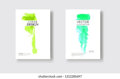 Elegant brochure template design with ink brush elements. Abstract decoration. Vector illustration.