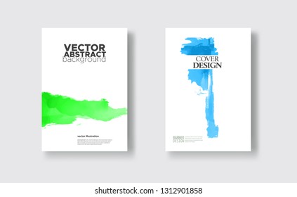 Elegant brochure template design with ink brush elements. Abstract decoration. Vector illustration.