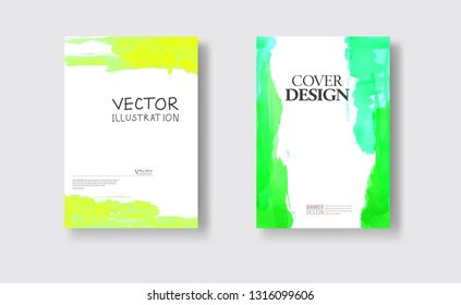 Elegant brochure template design with ink brush elements. Abstract decoration. Vector illustration.
