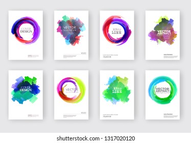 Elegant brochure template design with ink brush elements. Abstract decoration. Vector illustration.