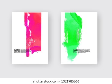Elegant brochure template design with ink brush elements. Abstract decoration. Vector illustration.