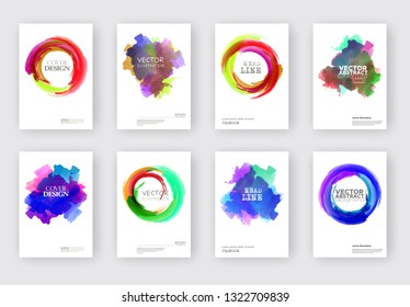 Elegant brochure template design with ink brush elements. Abstract decoration. Vector illustration.