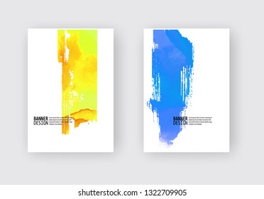 Elegant brochure template design with ink brush elements. Abstract decoration. Vector illustration.