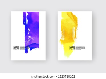 Elegant brochure template design with ink brush elements. Abstract decoration. Vector illustration.