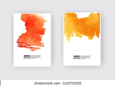 Elegant brochure template design with ink brush elements. Abstract decoration. Vector illustration.