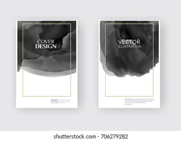 Elegant Brochure Template Design With Ink Brush Elements. Abstract Decoration. Vector Illustration.