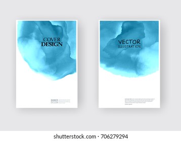 Elegant brochure template design with ink brush elements. Abstract decoration. Vector illustration.