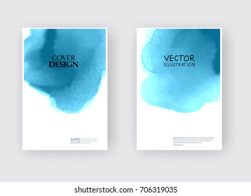 Elegant brochure template design with ink brush elements. Abstract decoration. Vector illustration.