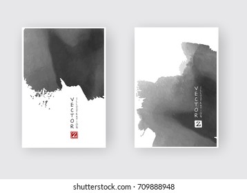 Elegant brochure template design with ink brush elements. Abstract decoration. Vector illustration.