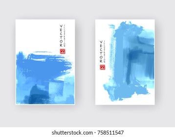 Elegant brochure template design with ink brush elements. Abstract decoration. Vector illustration.