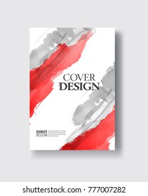 Elegant brochure template design with ink brush elements. Abstract decoration. Vector illustration.