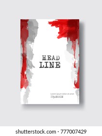 Elegant brochure template design with ink brush elements. Abstract decoration. Vector illustration.